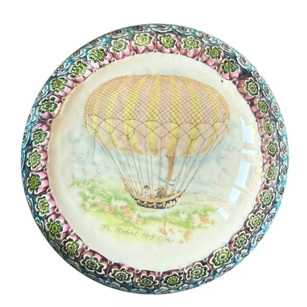 Vintage Murano Millefiori Glass Paperweight Hot Air Balloon Fr Robert 1784 3.25"